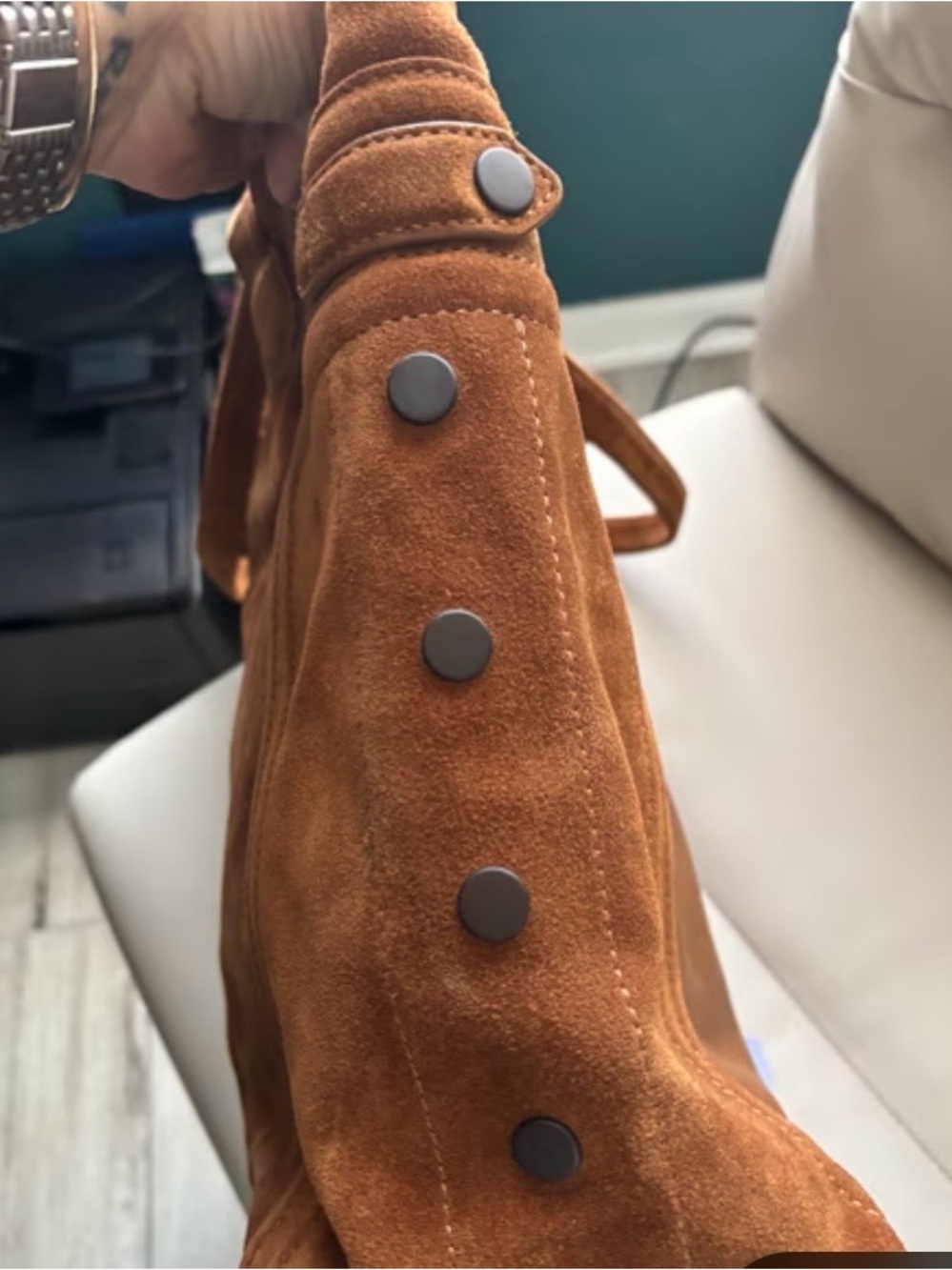 Hammitt Otis Tote Mahogany Suede/Bronze - Picture 7 of 11